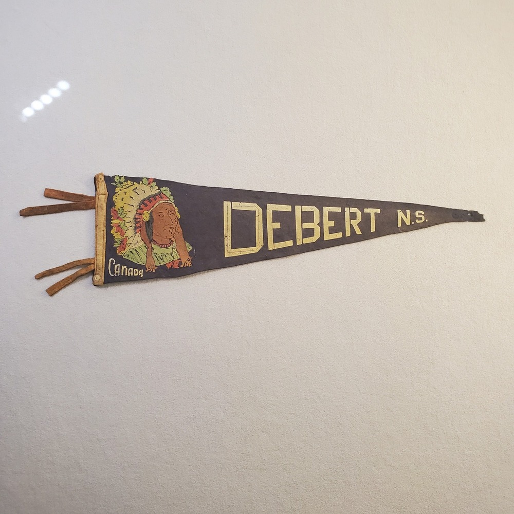 Vintage Debert Nova Scotia Canada Souvenir Pennant Felt Indigenous Chief 26 Inch